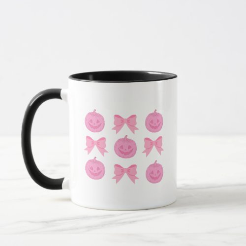 Pumpkin and Pink Bows Motif Mug