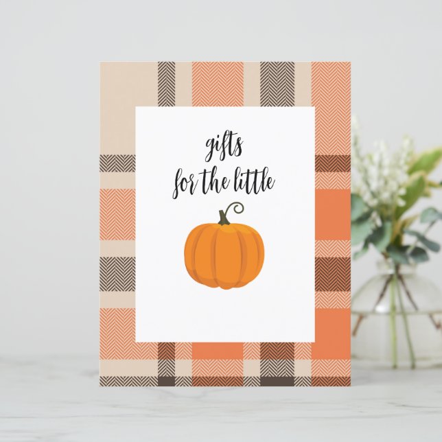 Pumpkin and Plaid Gift Table Poster (Standing Front)