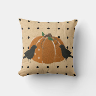 Pumpkin and Polka Dots Pillow