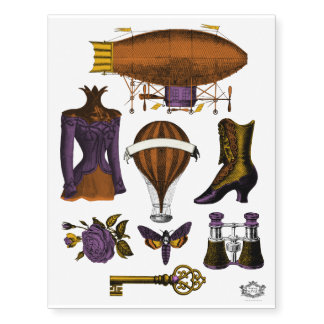 Pumpkin and Purple Assorted Steampunk  Temporary Tattoos