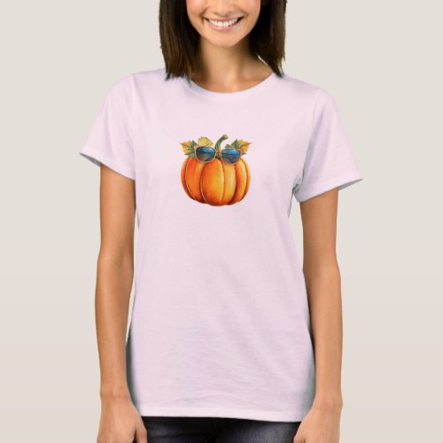 pumpkin and red_rimmed black glasses T_Shirt