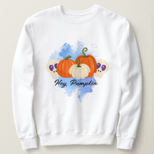 Pumpkin And Skulls Hoodie, Blue Gothic Halloween Sweatshirt