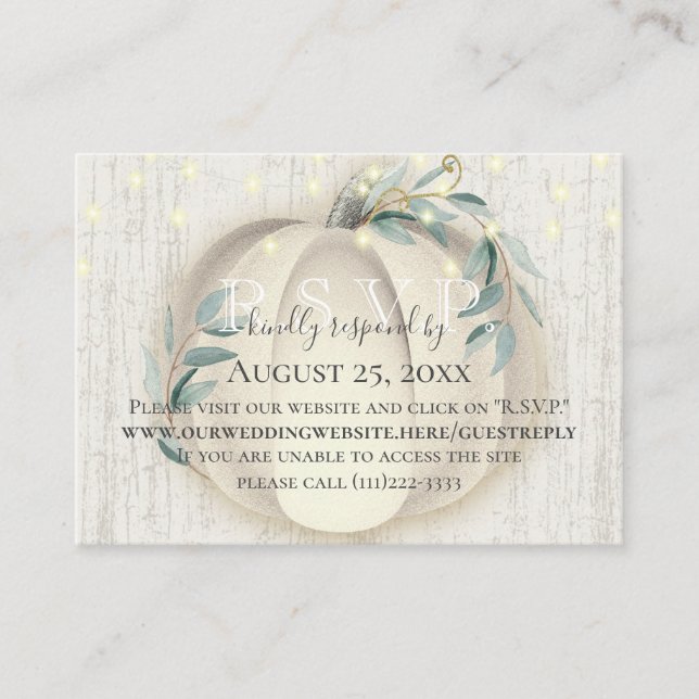 Pumpkin and String Lights Online Response Card (Front)