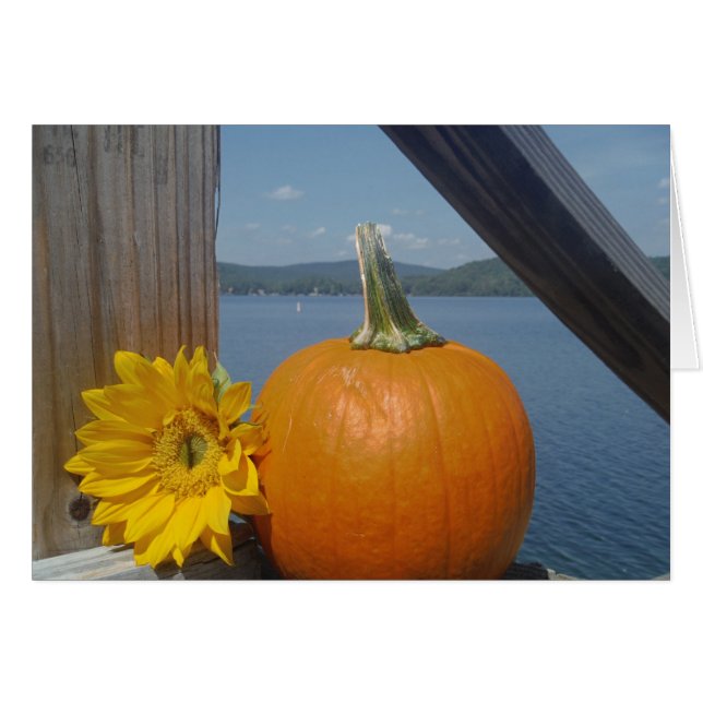 Pumpkin and Sunflower at the Lake Cards (Front Horizontal)