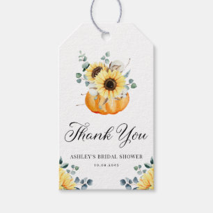 Pumpkin and Sunflower Bridal Shower Thank You Gift Tags