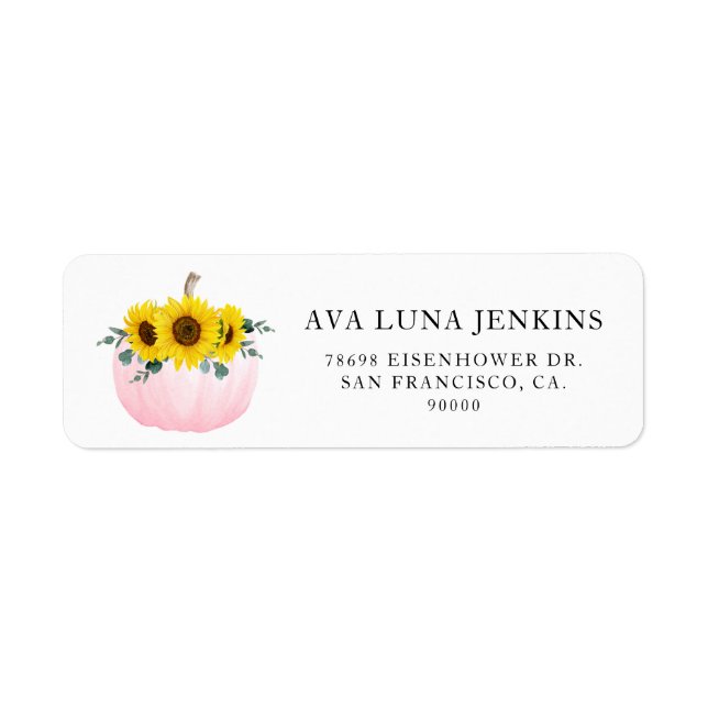 Pumpkin and Sunflower Return Address Label (Front)
