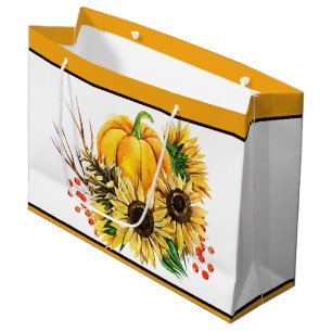 Pumpkin and sunflowers autumn  large gift bag