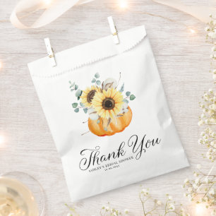 Pumpkin and Sunflowers Bridal Shower Thank You Favor Bag