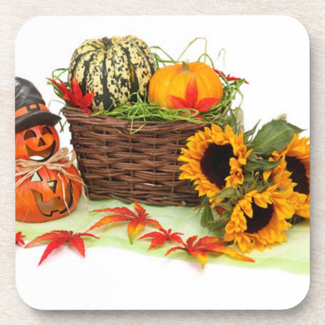 Pumpkin and Sunflowers Coaster (Front)
