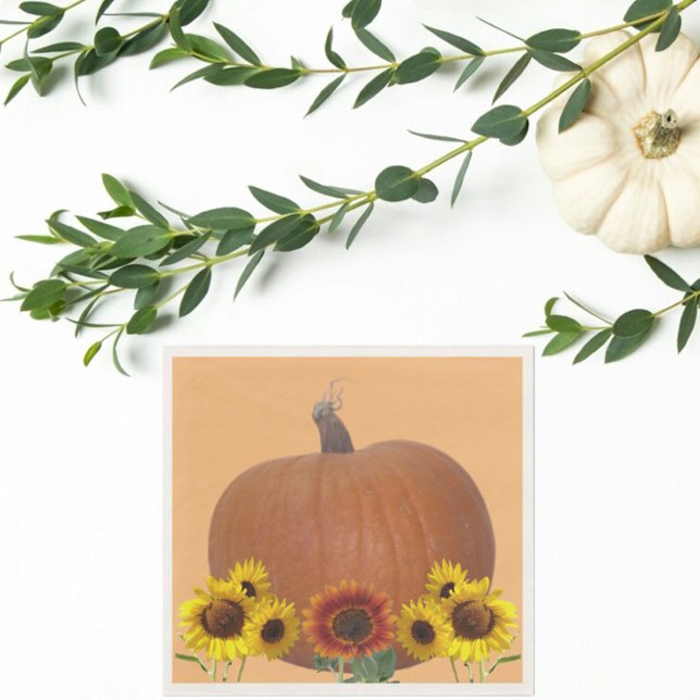 Pumpkin and Sunflowers Orange Thanksgiving   Napkins (Creator Uploaded)