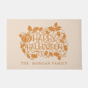 Pumpkin and vine happy halloween family doormat