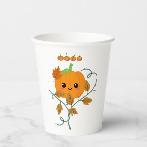 Pumpkin and Vines Sticker Paper Cups