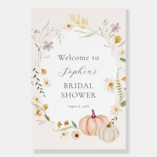 Pumpkin and Wildflower Boho Bridal Shower Welcome Foam Board