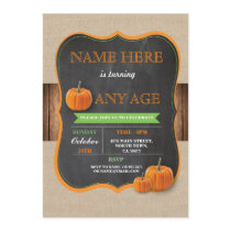 Pumpkin Any Age Birthday Party Boy or Girl Invite