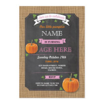 Pumpkin Any Age Birthday Party Pink Girl Invite