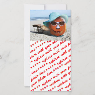 Pumpkin At The Beach Holiday Card