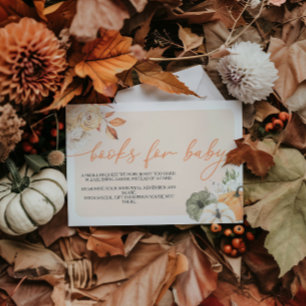 Pumpkin Autumn Baby Shower Books For Baby Enclosure Card