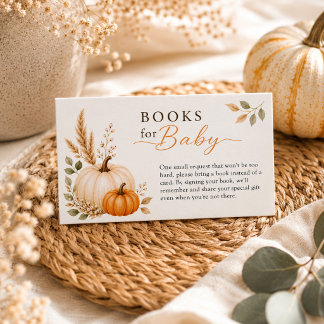 Pumpkin Autumn Baby Shower Books Request Enclosure Card