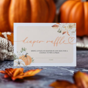 Pumpkin Autumn Baby Shower Diaper Raffle Enclosure Card