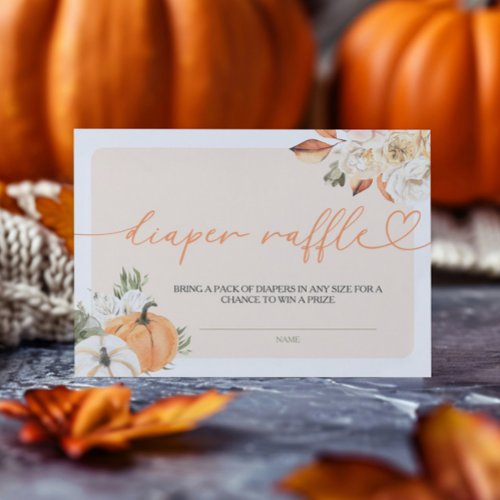 Pumpkin Autumn Baby Shower Diaper Raffle Enclosure Card