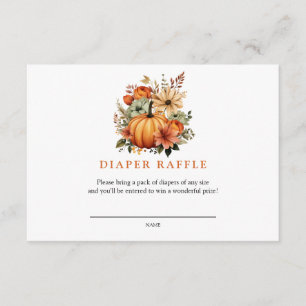 Pumpkin Autumn Baby Shower Diaper Raffle Enclosure Card