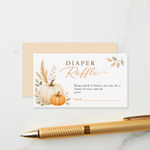 Pumpkin Autumn Baby Shower Diaper Raffle Tickets Enclosure Card