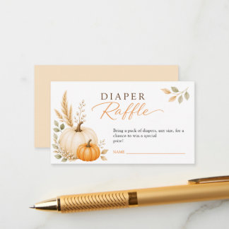 Pumpkin Autumn Baby Shower Diaper Raffle Tickets Enclosure Card