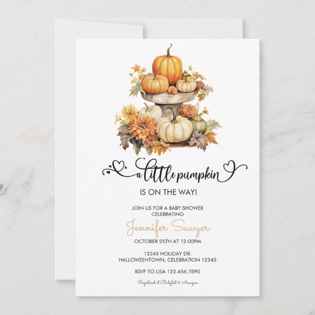 Pumpkin Autumn Baby Shower Invitation (Front)
