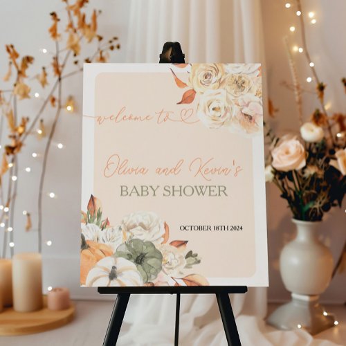 Pumpkin Autumn Baby Shower Welcome Sign