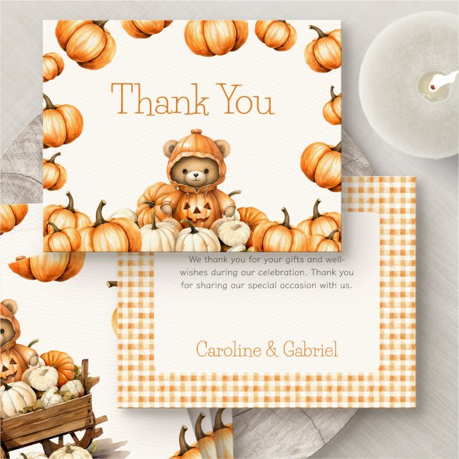 Pumpkin Autumn Bear Thank You Card (Creator Uploaded)