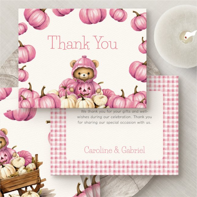 Pumpkin Autumn Bear Thank You Card (Creator Uploaded)