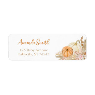 Pumpkin Autumn Boho Fall Floral Return Address Label
