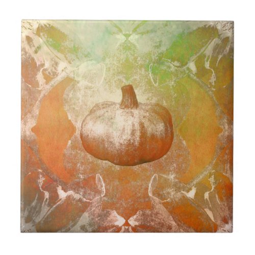 Pumpkin Autumn Burnt Orange Vintage Texture Ceramic Tile