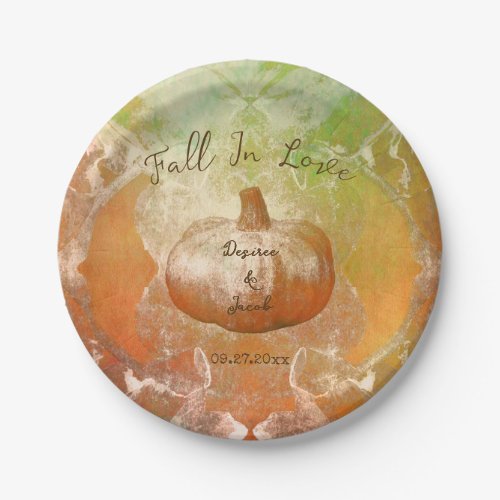 Pumpkin Autumn Burnt Orange Vintage Texture Design Paper Plates