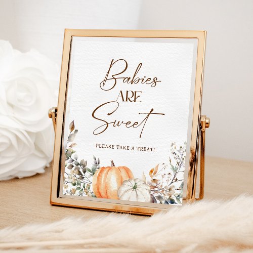 Pumpkin Autumn Fall Baby Shower Babies are Sweet Poster