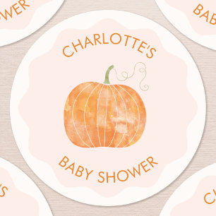 Pumpkin Autumn Fall Baby Shower Classic Round Sticker