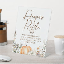 Pumpkin Autumn Fall Baby Shower Diaper Raffle Pedestal Sign