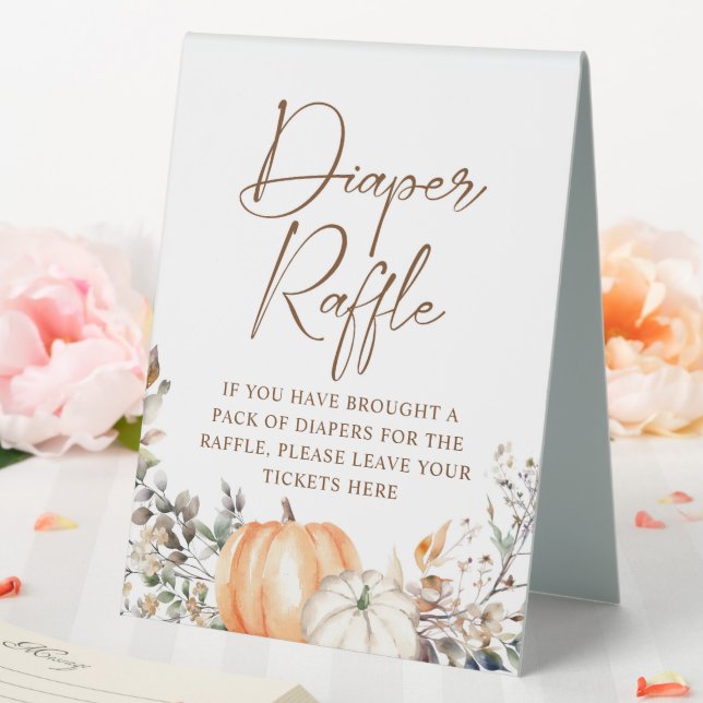Pumpkin Autumn Fall Baby Shower Diaper Raffle Table Tent (In SItu (Wedding))