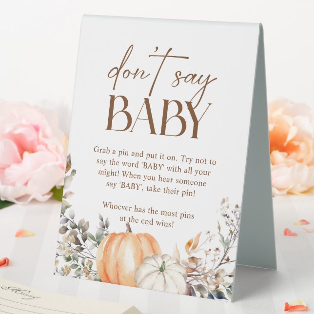 Pumpkin Autumn Fall Baby Shower Don't Say Baby Table Tent (In SItu (Wedding))
