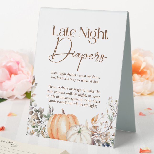 Pumpkin Autumn Fall Baby Shower Late Night Diapers Table Tent (In SItu (Wedding))