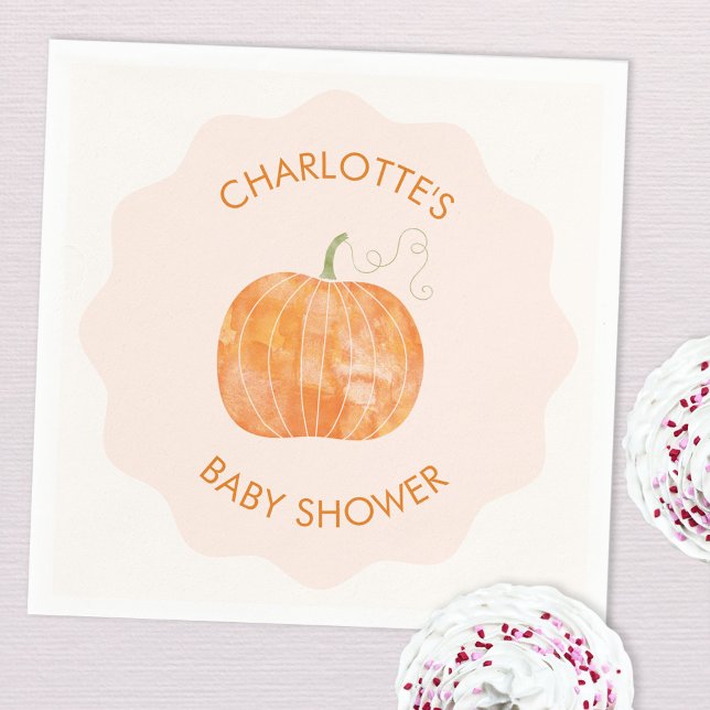 Pumpkin Autumn Fall Baby Shower Personalized Napkins (Personalized pumpkin autumn fall baby shower party paper napkins)