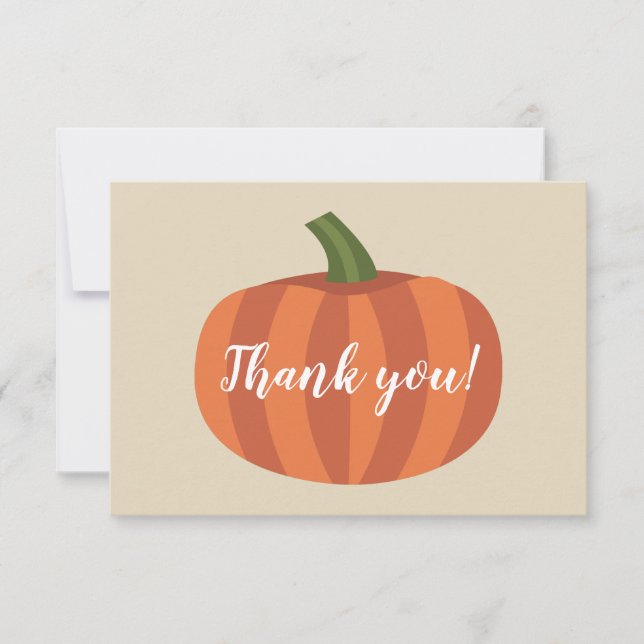 Pumpkin Autumn Fall Baby Shower Thank You Card (Front)