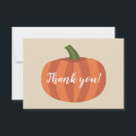 Pumpkin Autumn Fall Baby Shower Thank You Card<br><div class="desc">These cute fall baby shower thank you cards features a cute pumpkin and your personalized text.</div>