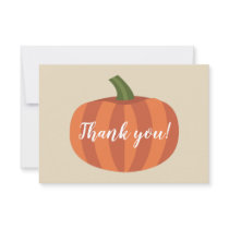 Pumpkin Autumn Fall Baby Shower Thank You Card