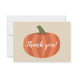 Pumpkin Autumn Fall Baby Shower Thank You Card