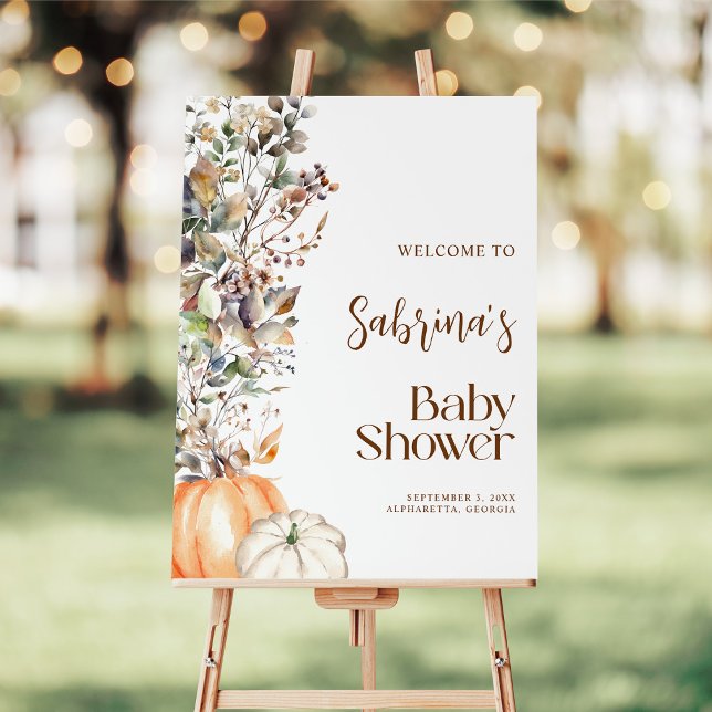 Pumpkin Autumn Fall Baby Shower Welcome Foam Board (Creator Uploaded)