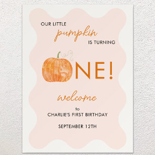 Pumpkin Autumn Fall First Birthday Welcome Sign