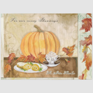 Pumpkin Autumn Fall Harvest Coffee Kitchen Decor Tissue Paper