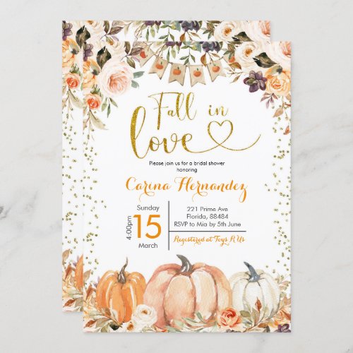 Pumpkin Autumn Fall in Love Bridal Shower Invitati Invitation