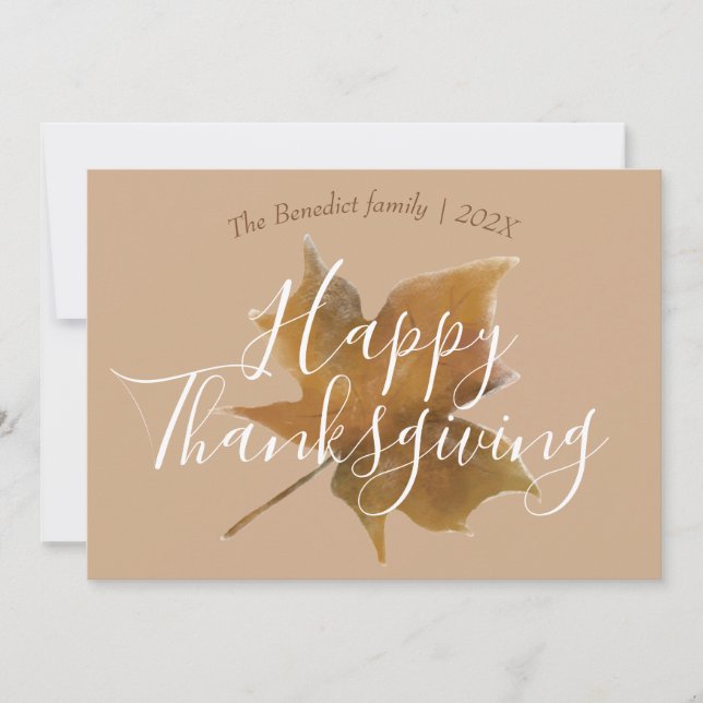 Pumpkin autumn fall leaves happy thanksgiving  holiday card (Front)